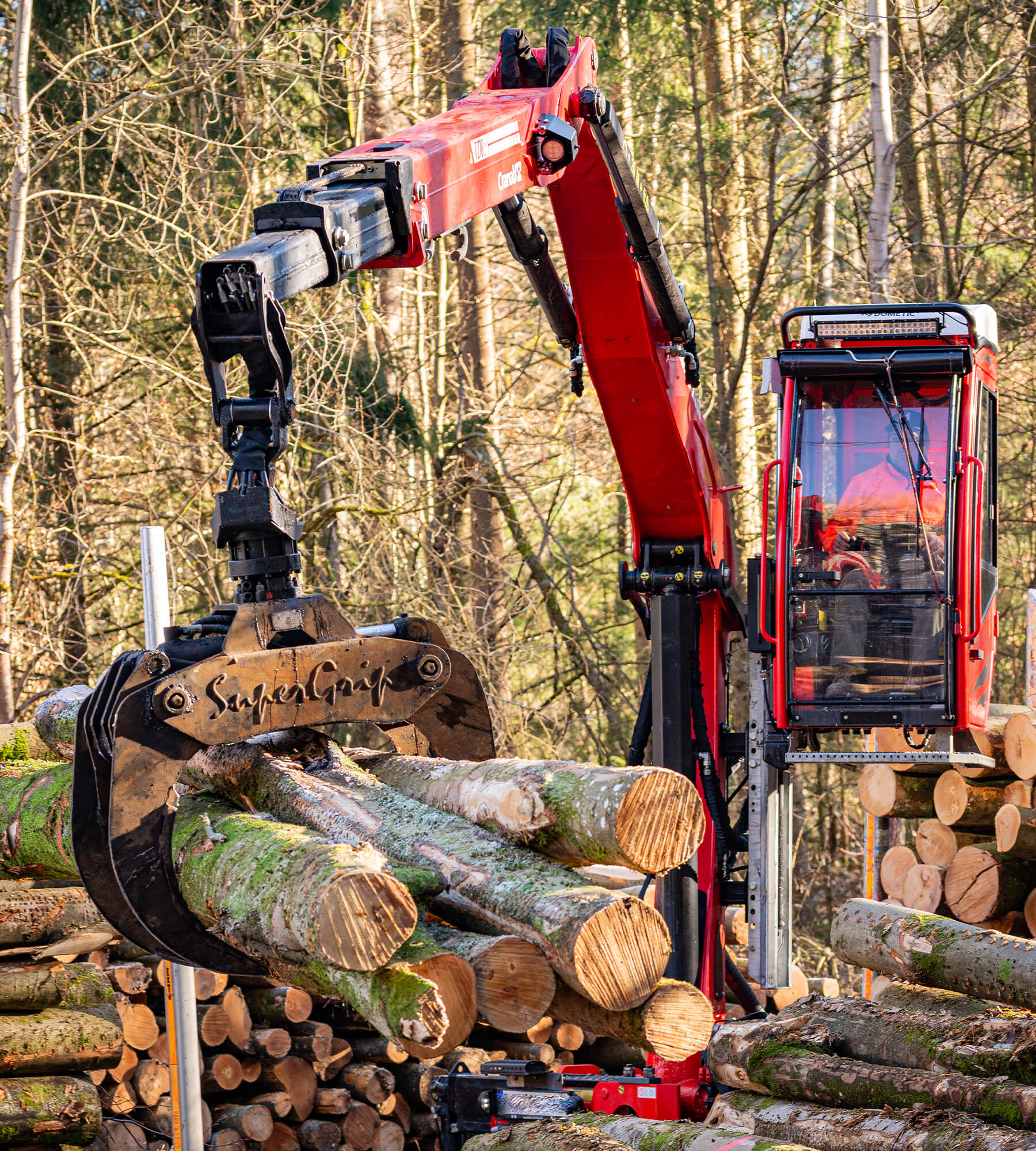 Holzgreifer von FASSI hebt Baumstämme